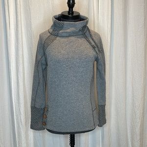 prAna Women's Lucia Wool Blend Sweater Pullover Funnel Neck Gray Size Small